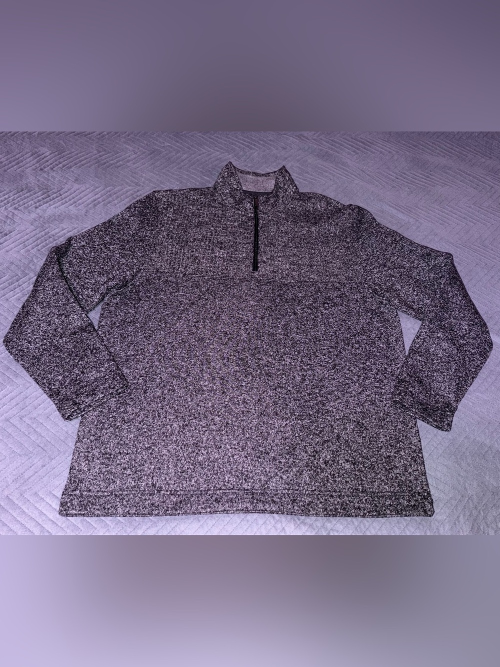 Van Heusen men XL 1/4 zip sweater knit fleece pullover jacket grey